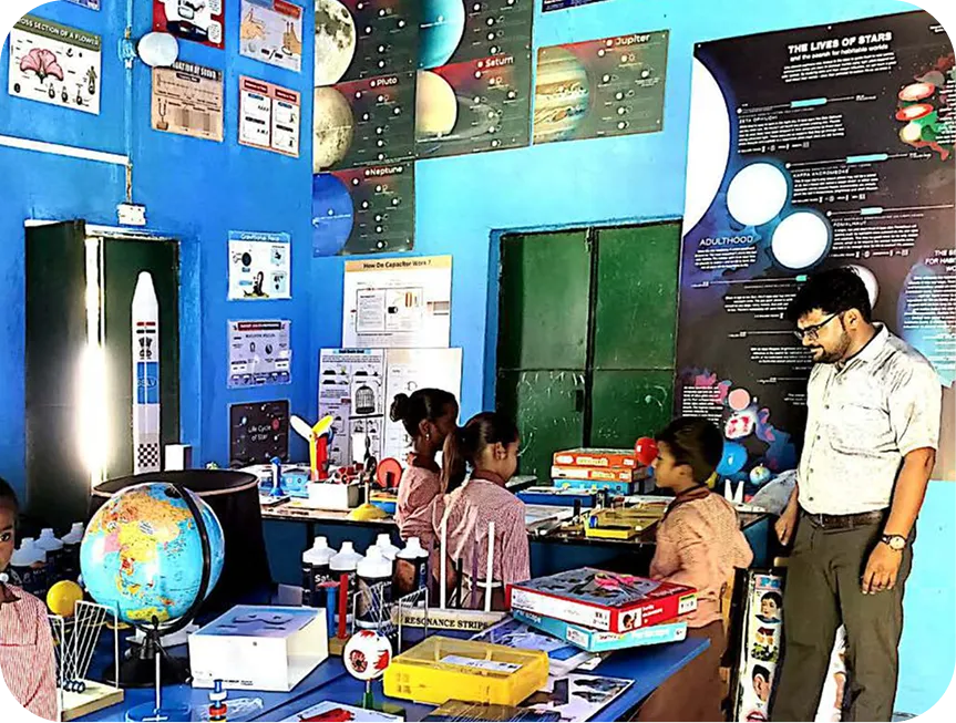 Astronomy Lab — space science lab wall and workbenches