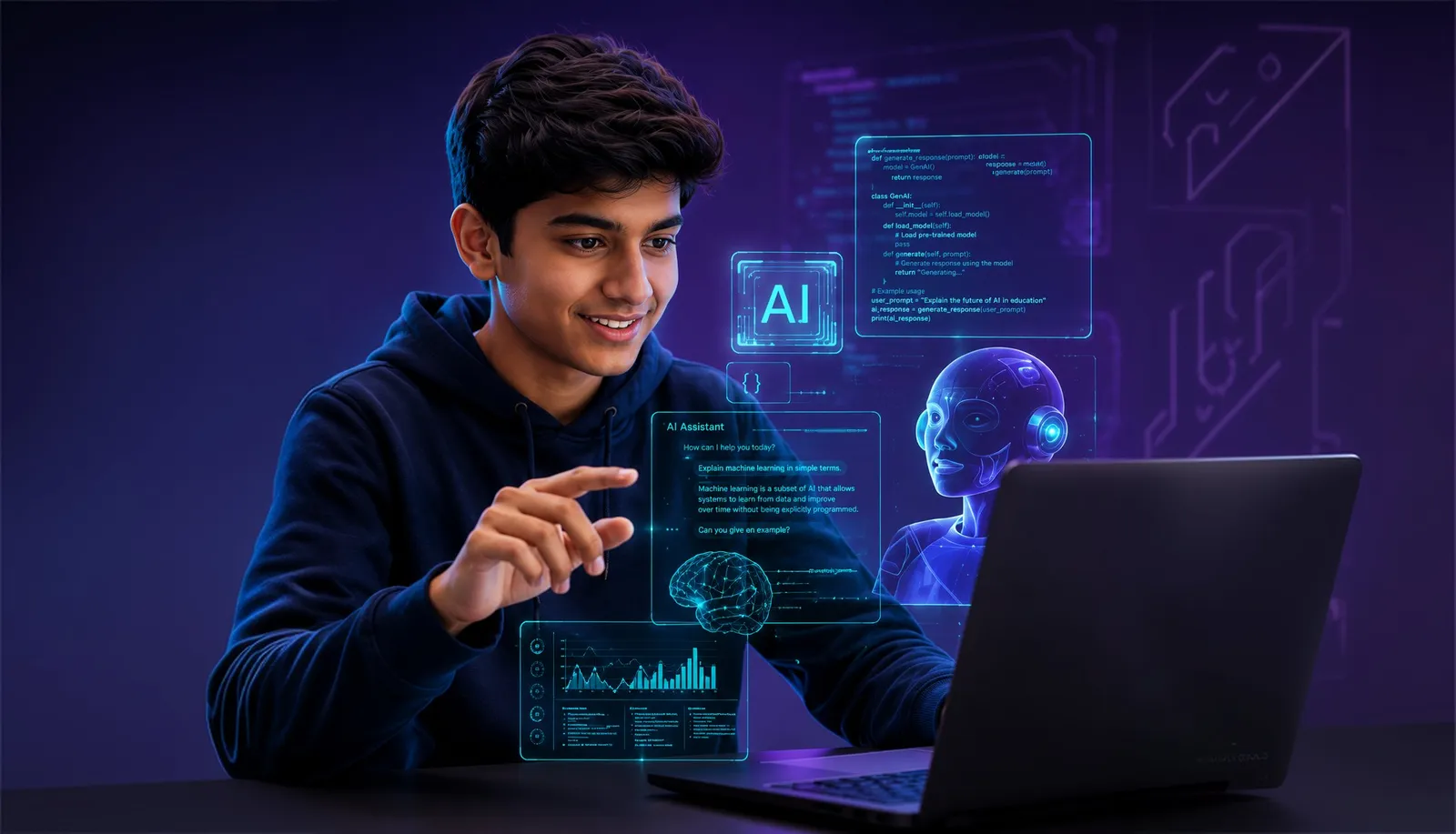 Generative AI — student with an AI assistant